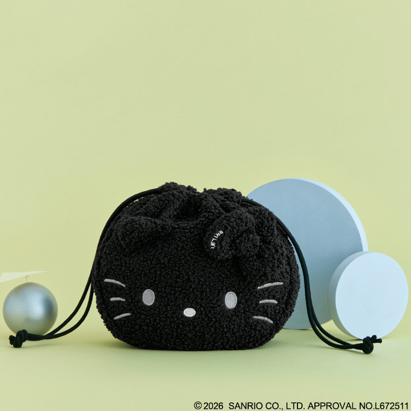 セブンで販売「HELLO KITTY × BRILMY ズボラさんでも整理がかなう 巾着コスメポーチ BOOK BLACK ver. SPECIAL PACKAGE」