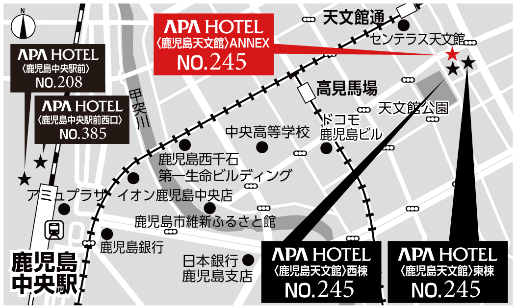 アパホテル〈鹿児島天文館〉周辺図