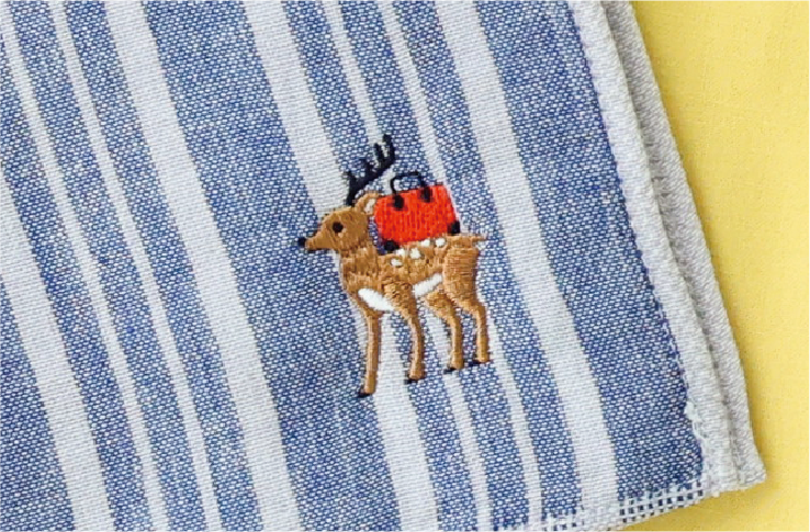 グランスタ東京店限定 旅行かばんと鹿の刺繍