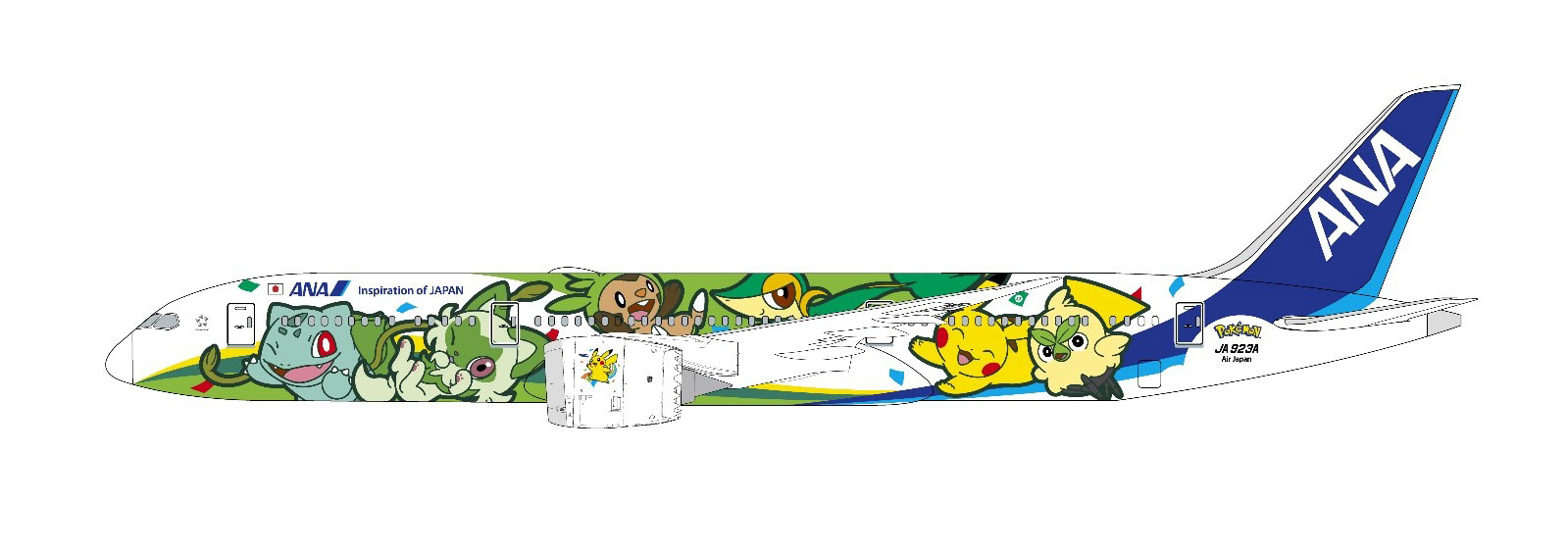 特別塗装機「ポケモンジェット 緑」が9月18日に国際線定期便に就航