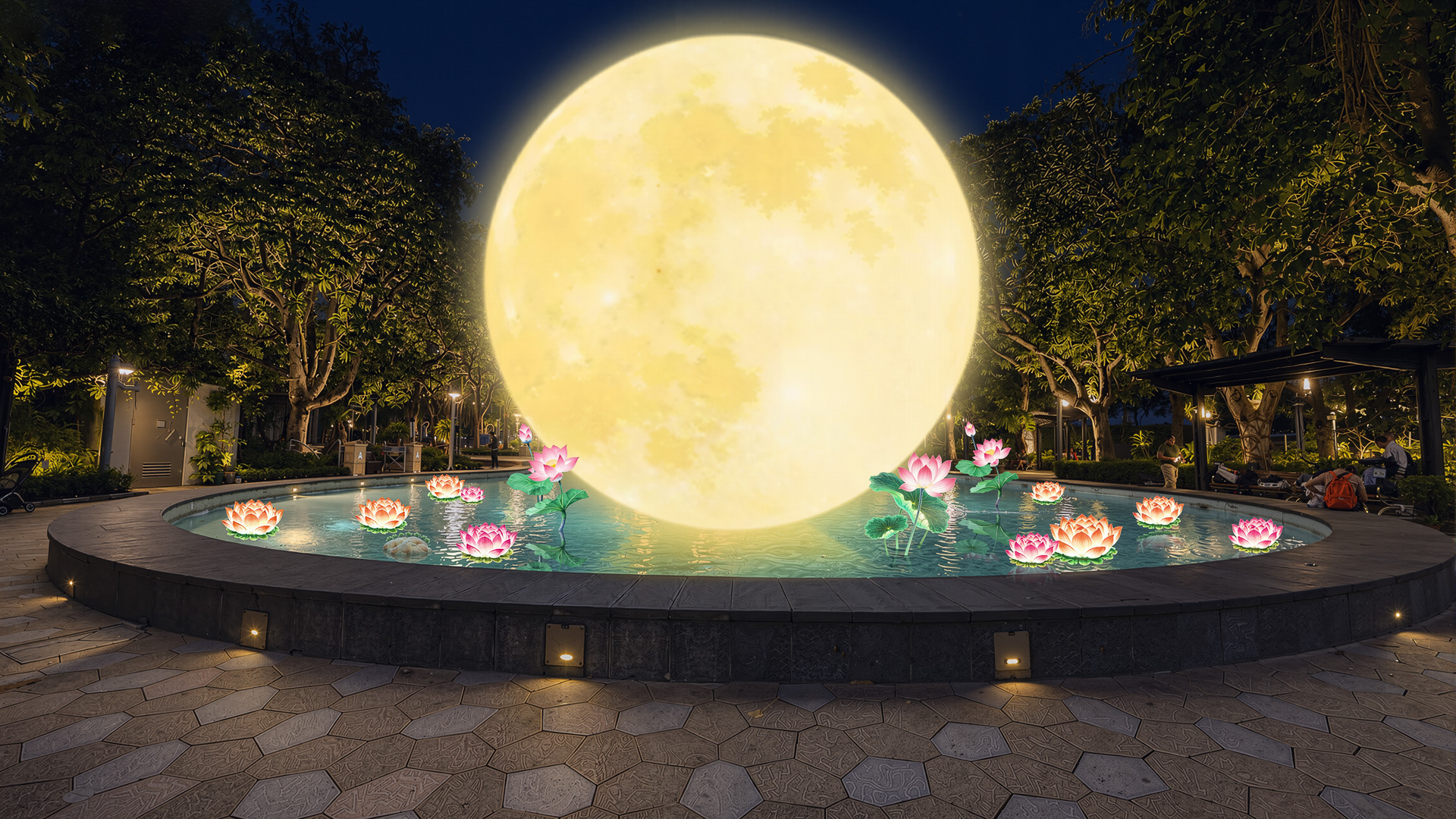 「Moonlit Lotus（ムーンリット・ロータス）」の展示は9月17日～27日18時30分～23時（9月25日のみ0時まで）