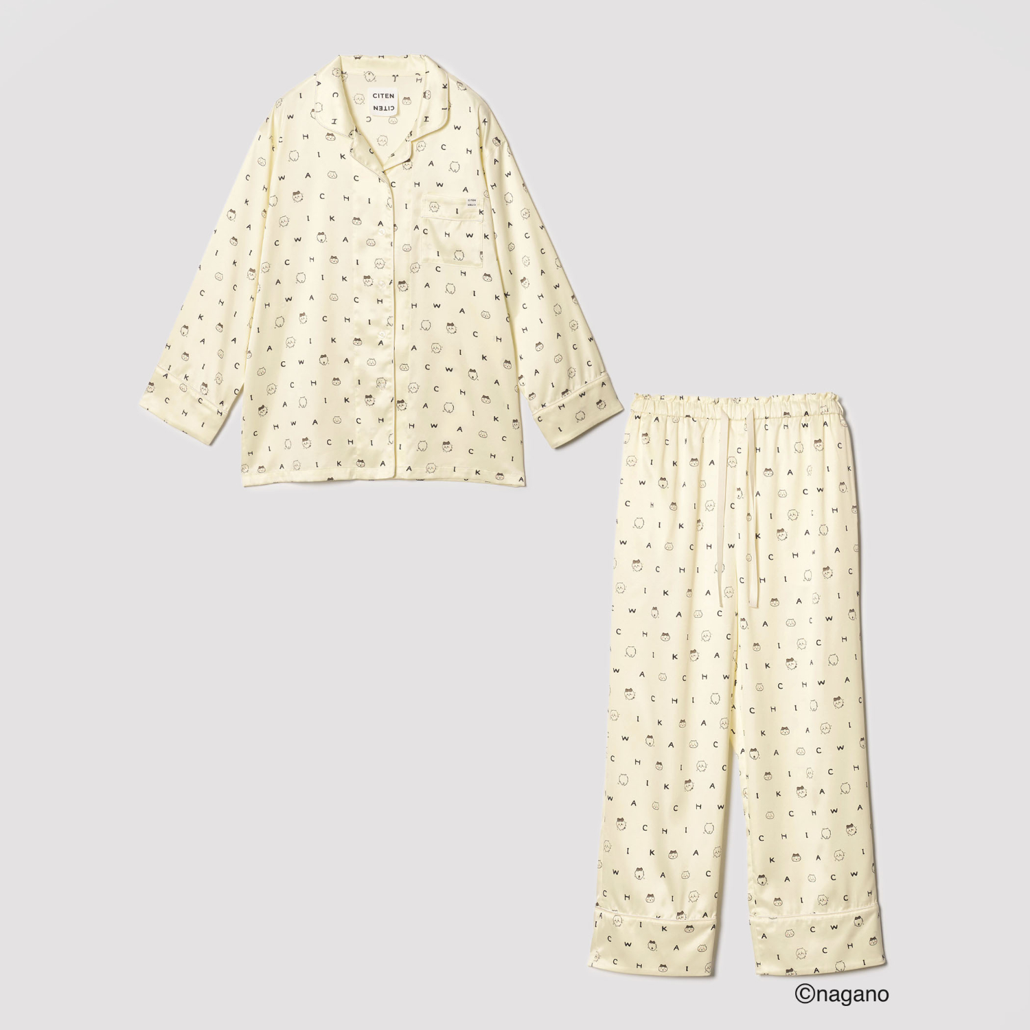 ちいかわ CITEN サテンルームウェア（チュラル、ネイビー）S・M展開