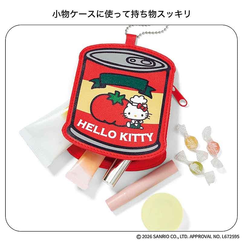 どこか懐かしいハローキティデザインのトートバッグ（約31×36.5cm）。付属のポーチ（10.5×13.5cm）はトートを収納しても、これ単体で小物入れとして使っても◎
