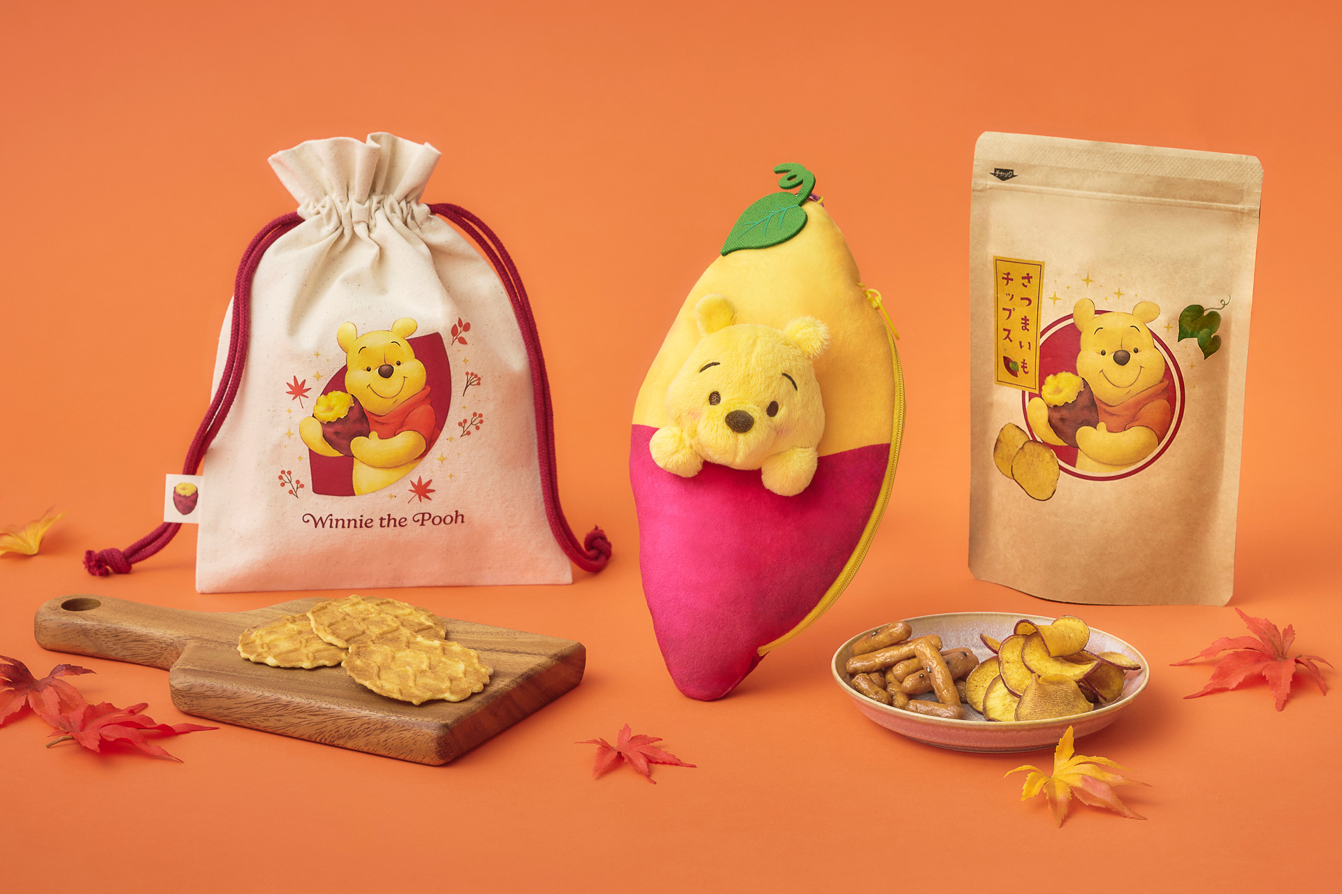 ディズニーストアでは、プーさんデザインのお芋スナックを各種発売中だ