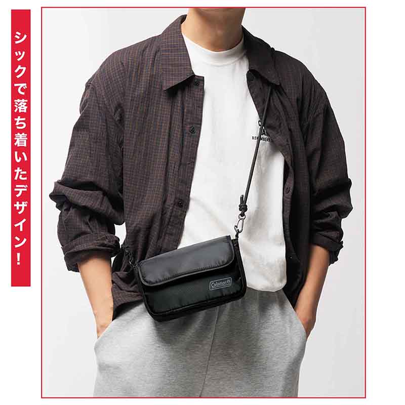 これ1つで長財布にもお出かけバッグにもなる「コールマン」の2層ショルダー。フラップを開けば、必要な物をスッと取り出せる