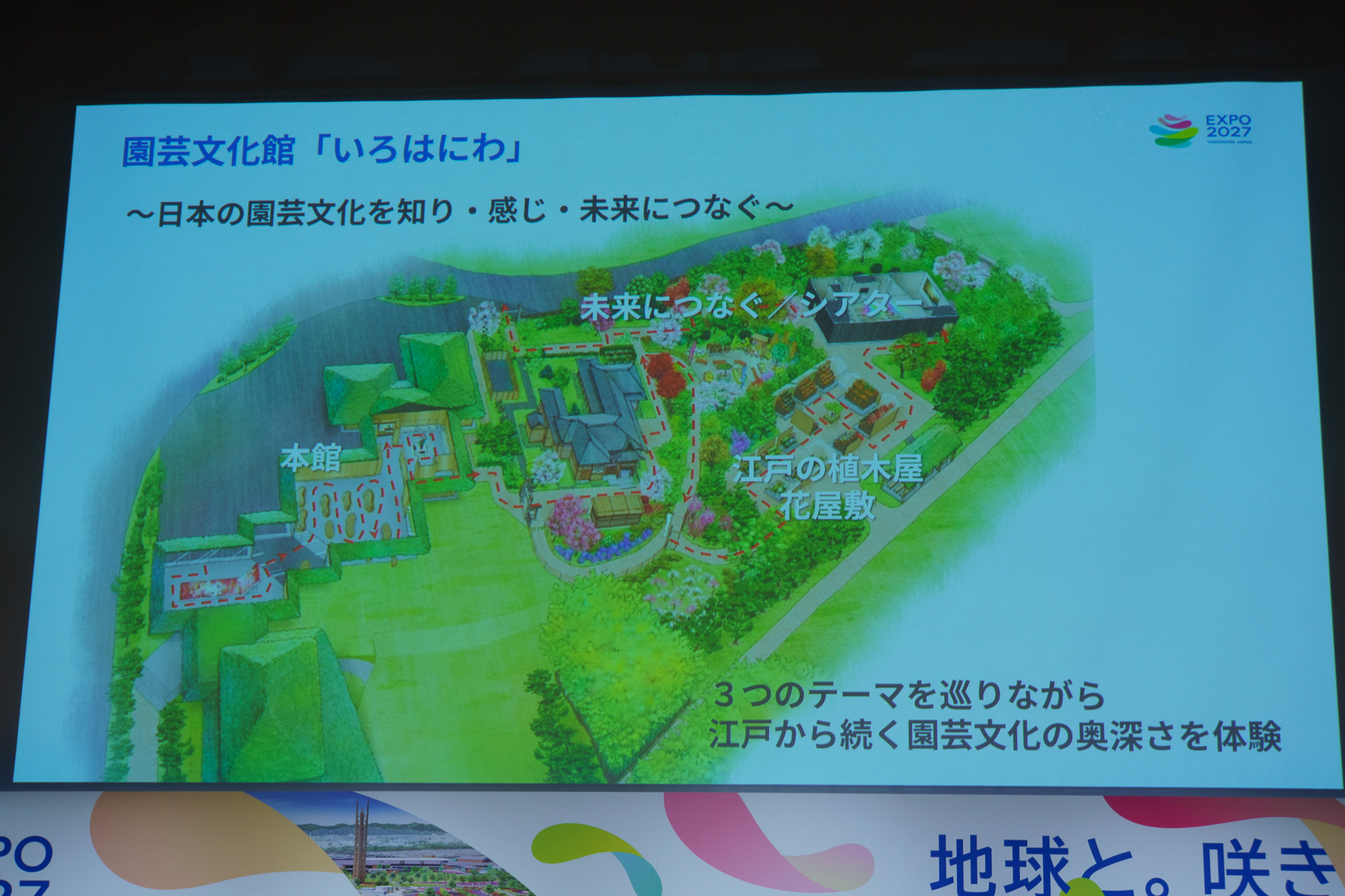 園芸文化館「いろはにわ」の新たな展示イメージ図「江戸の植木屋・花屋敷」