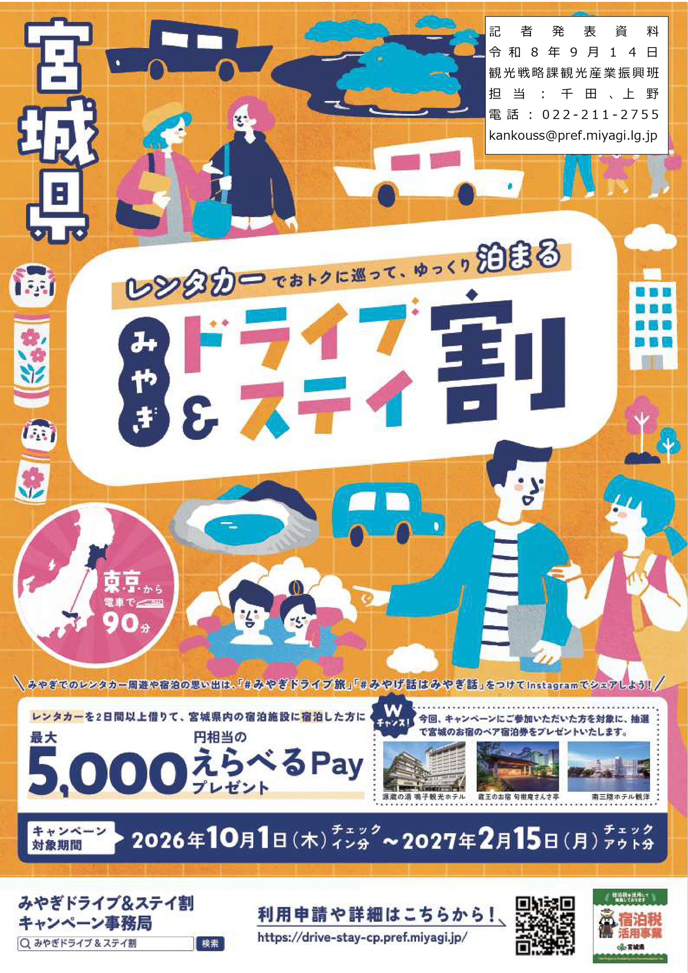 宮城県がレンタカー周遊＋宿泊のキャンペーン