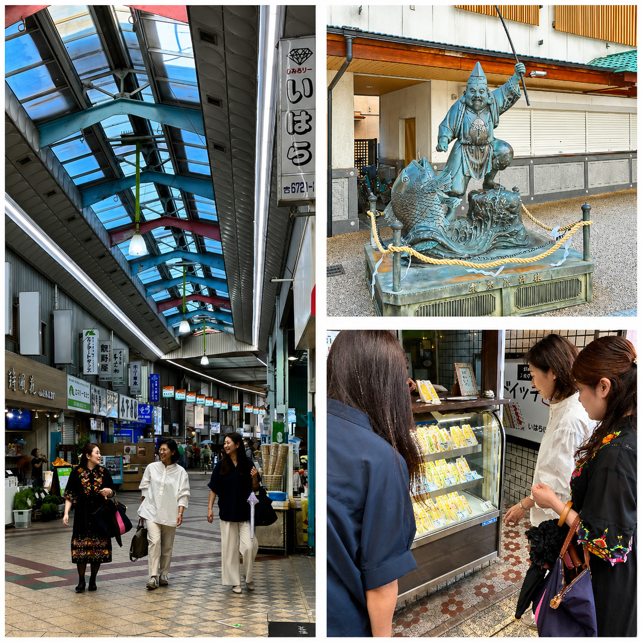 【布施エリア】商店街と布施戎神社のえびす像