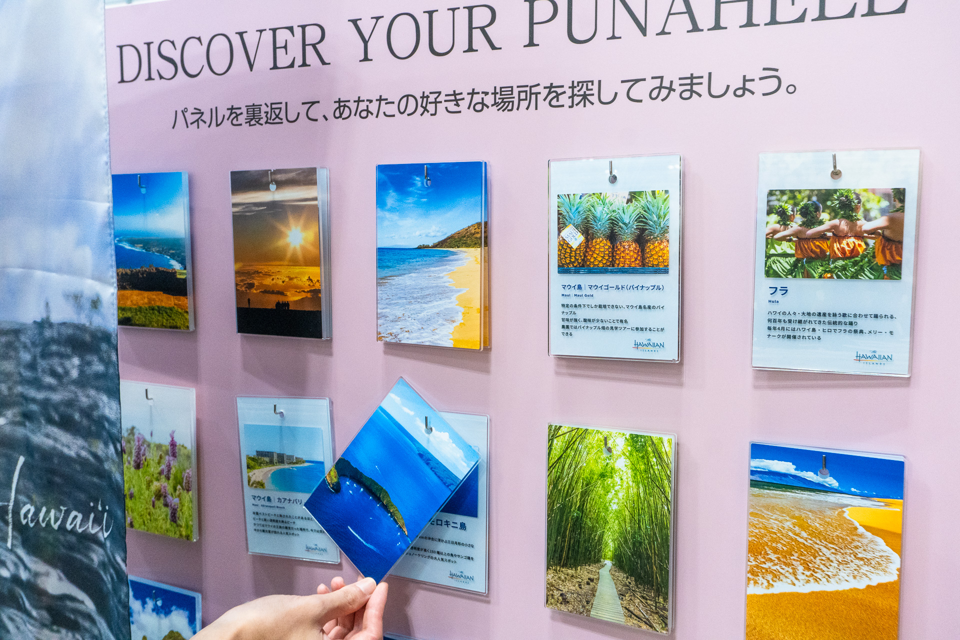キッチンカー隣接のブース内では「楽しもう、ハワイ」をテーマに、世代問わず楽しめるゲームコーナーや次の旅行計画に役立つ情報収集コーナーを展開