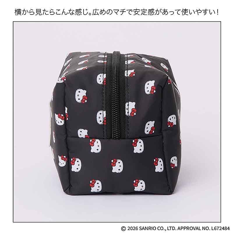 こっそり表情の異なる隠れキティも！　CITEN×ハローキティの万能ポーチはほどよく大きめでクッション性があり、コスメやガジェットもザクザク収納