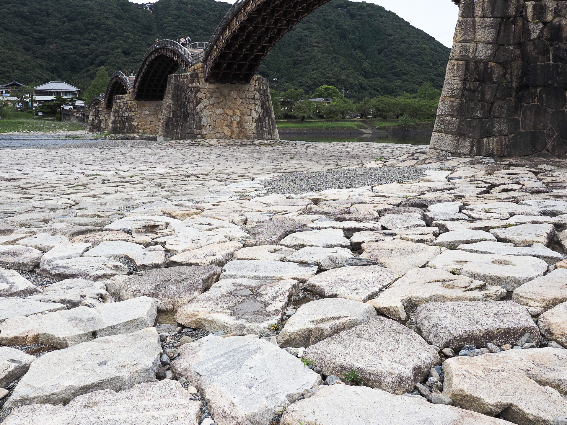 下は、橋桁が流されないように石が広く敷かれている