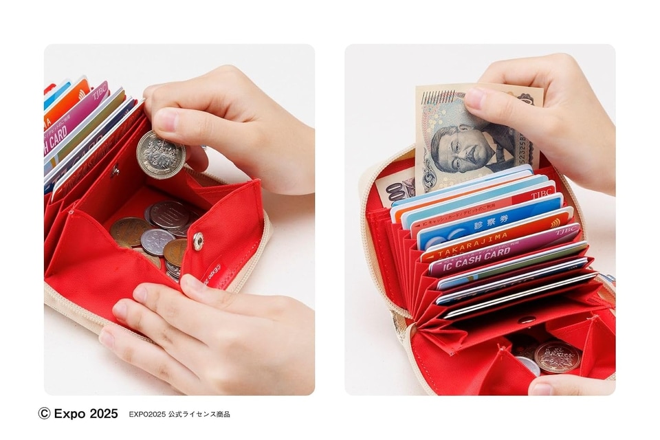 本日発売「ミャクミャク」ミニ財布。カード最大20枚/小銭が見やすい