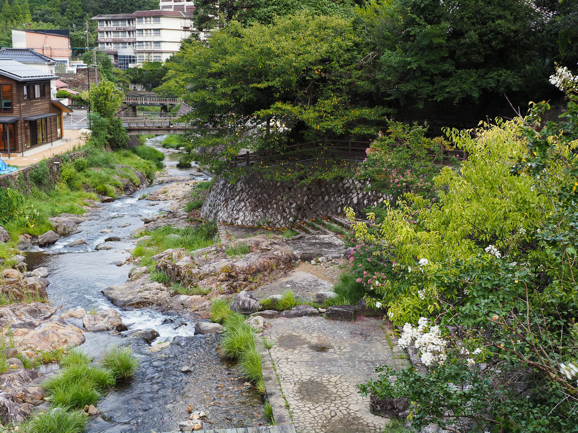大寧寺川の周辺。散策も楽しめる