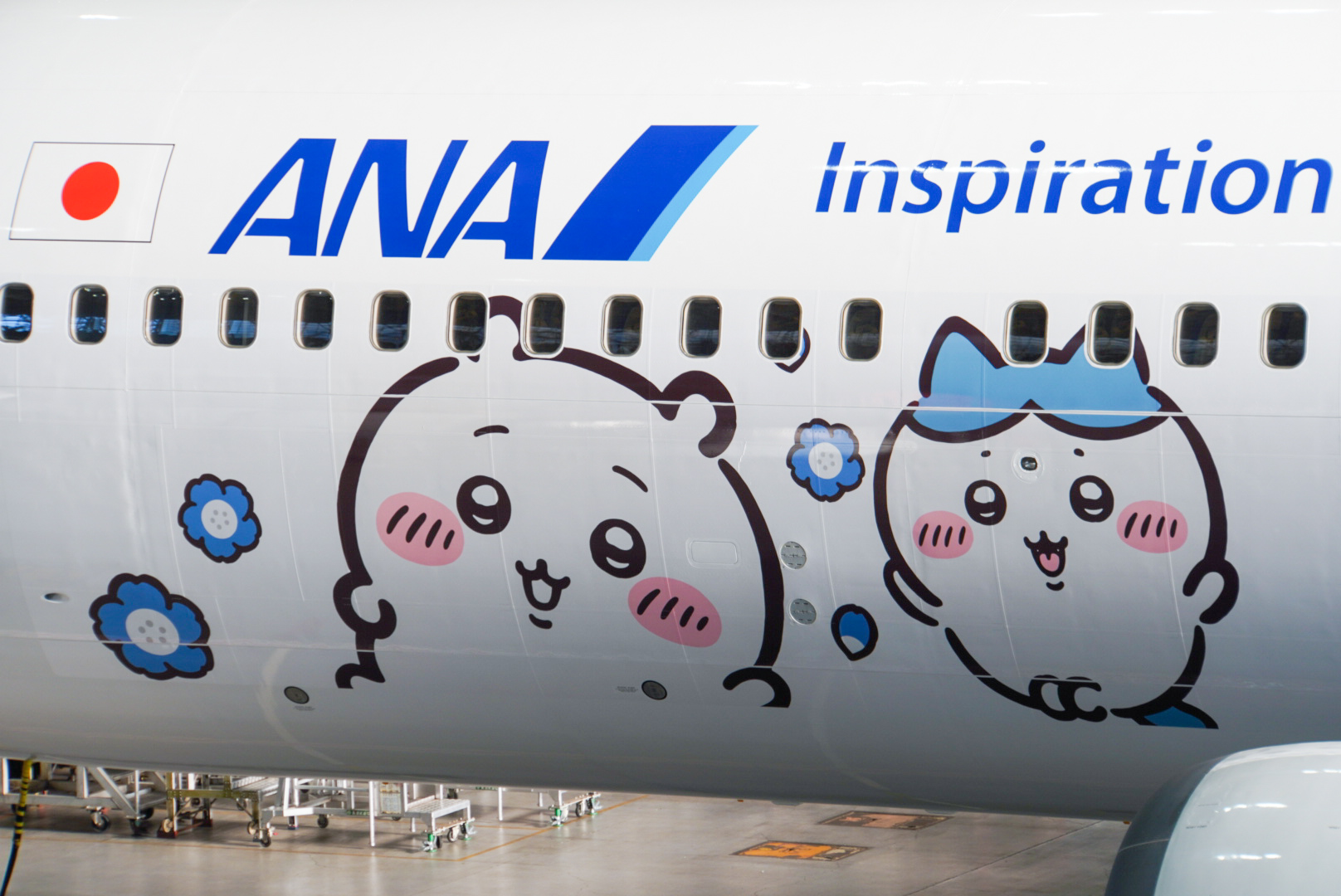 ボーイング 767-300型機（登録記号：JA609A）の機体に描かれた個性豊かなキャラクターたち