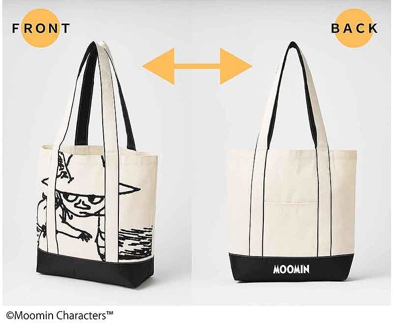 大容量でたっぷり入る「スナフキン」BIGトートバッグ。フロントとバック、どちらを前にして使ってもおしゃれなデザイン