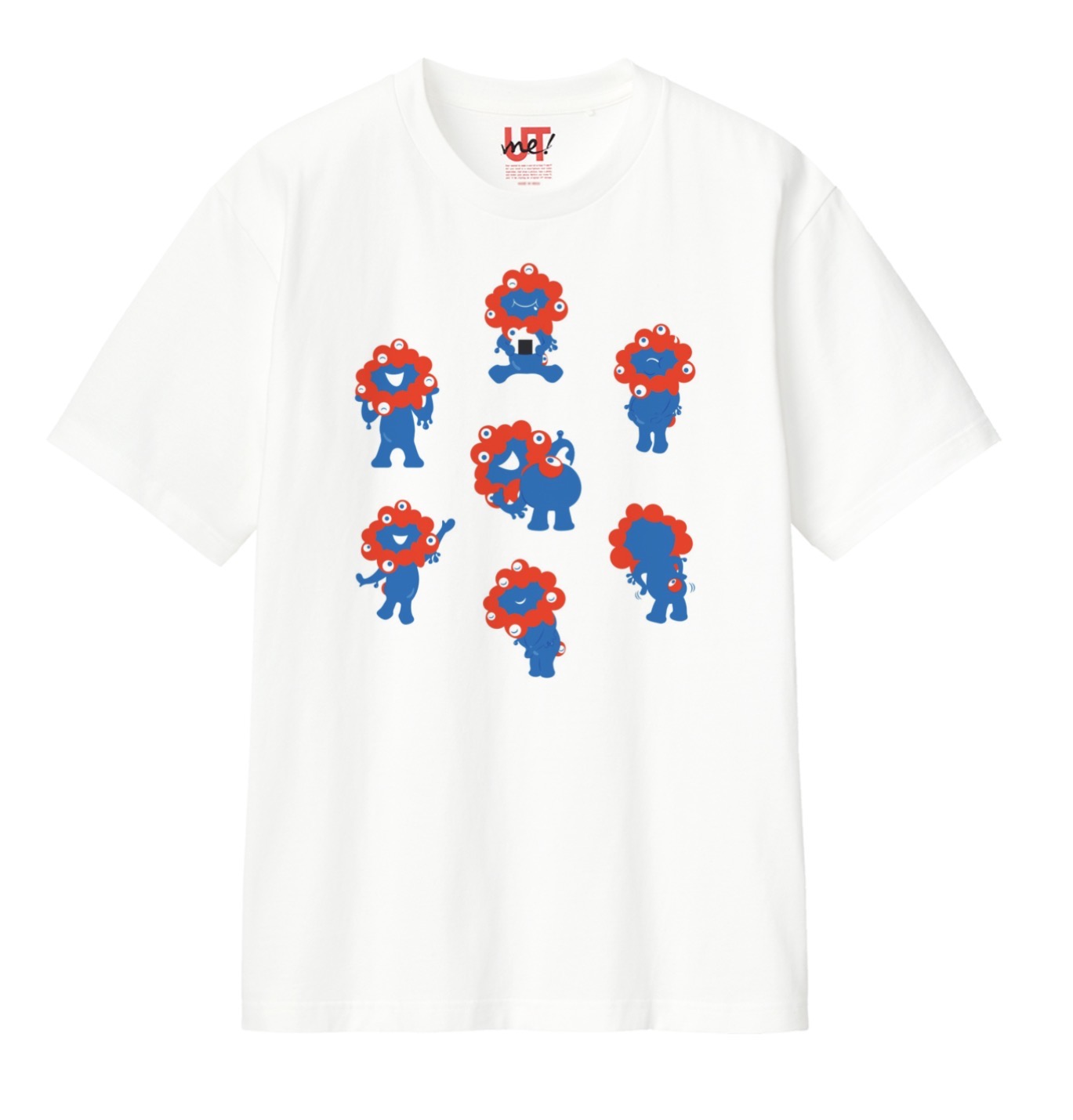 さまざまなポーズをとったミャクミャク7体のTシャツ