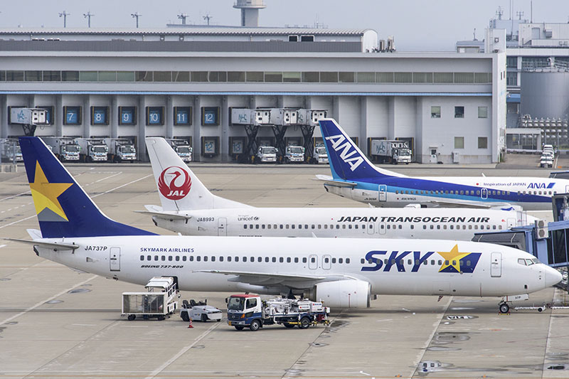 スカイマークが運用するボーイング 737-800型機（撮影は中部国際空港）