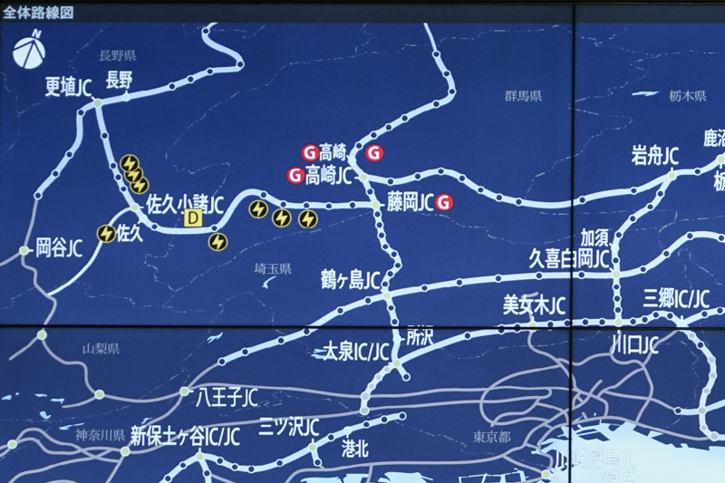 重要事象状況図。イナズマアイコンはICが停電中。「G」アイコンは自家発電が作動していることを示している