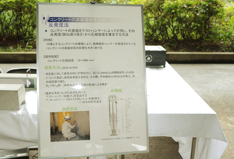 土木工学専攻の参加者でも、それぞれの探傷試験のデモを一度に見られるチャンスは滅多にないとのことで、余計な会話もなく真面目に説明を聞きメモを取っていた