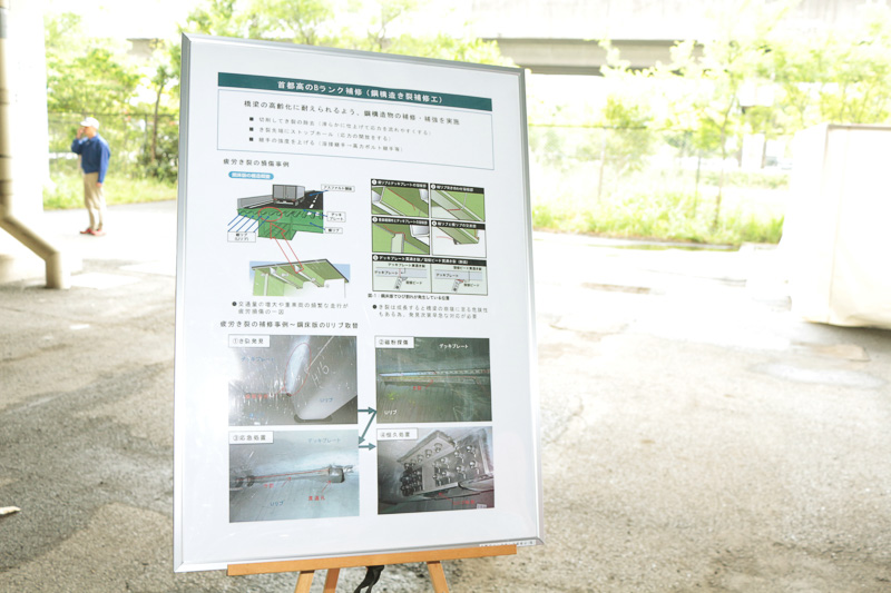 橋梁などの構造物の亀裂補修・補強に用いられるHTB（ハイテンションボルト）の締付け体験も行われたが、腕力の弱い参加者では設定された締付けトルクになかなか満たない場面も見られた