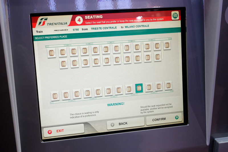 選択した列車の席を選ぶ