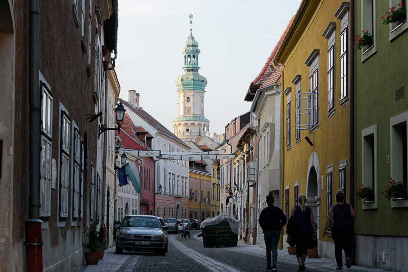 火の見の塔と旧市街の街並み