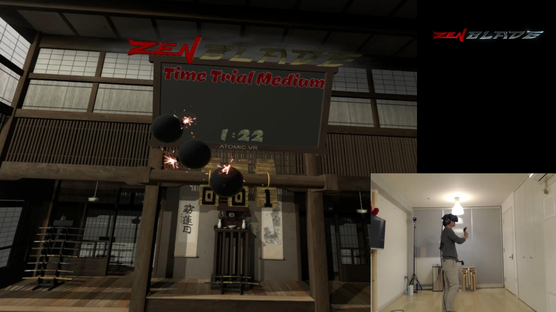 爆弾を斬ると爆発しスコアが減点に