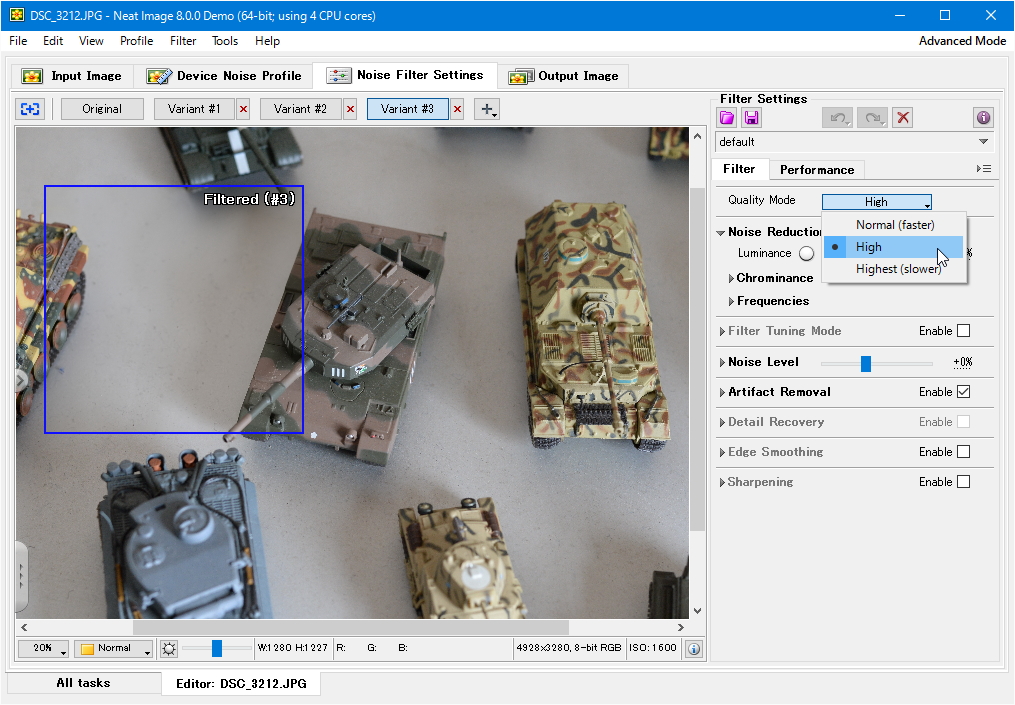 ノイズ低減の品質モードに“High”と“Highest”を追加