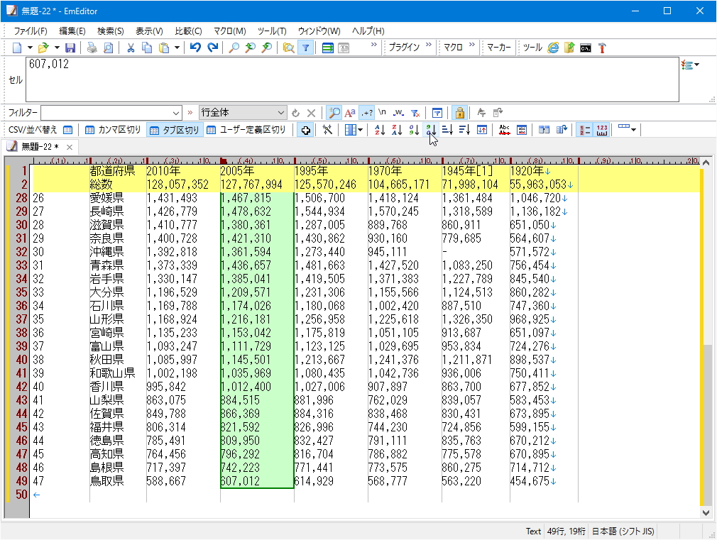 データの並び替え