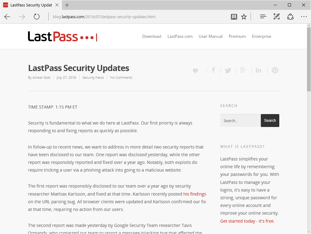 LastPassの公式ブログ