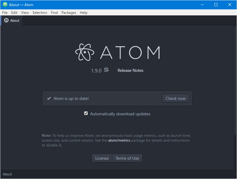 「Atom」v1.9.0