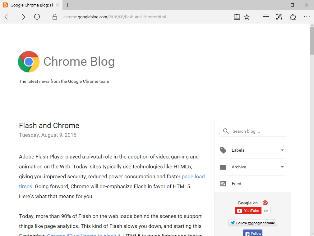 公式ブログ“Google Chrome Blog”のリリース記事