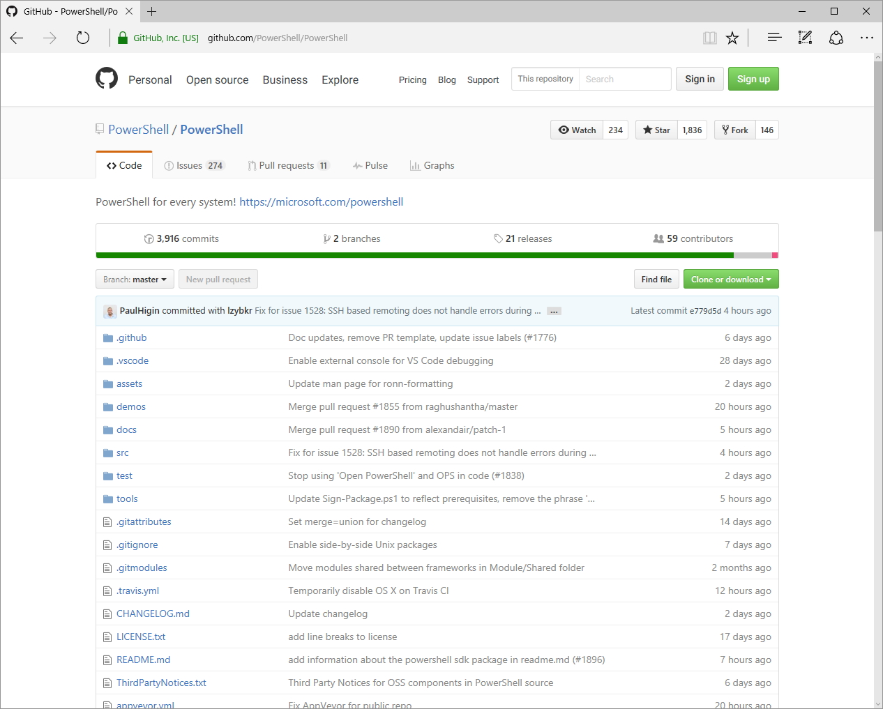 “GitHub”のプロジェクトページ