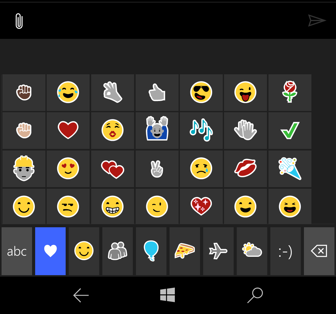 これで絵文字の入力が可能になった。ここでは選択できる絵文字の種類で人物アイコンをタップする