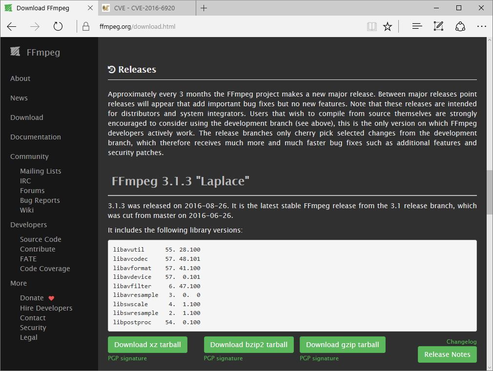 「FFmpeg」の公式サイト