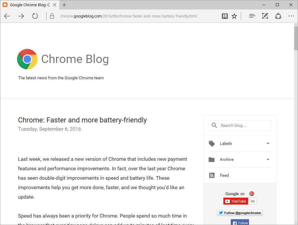公式ブログ“Chrome Blog”