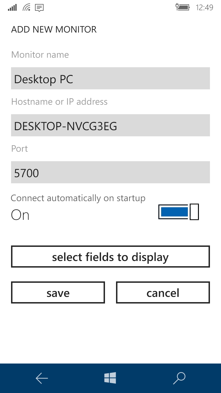 Windows Phone版「Core Temp Monitor」