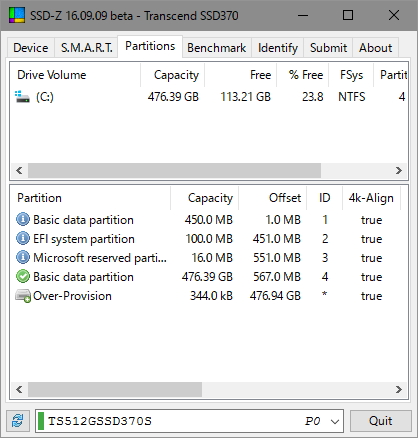 ［Partitions］タブ