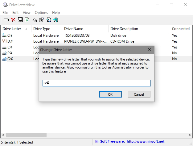 「DriveLetterView」v1.45