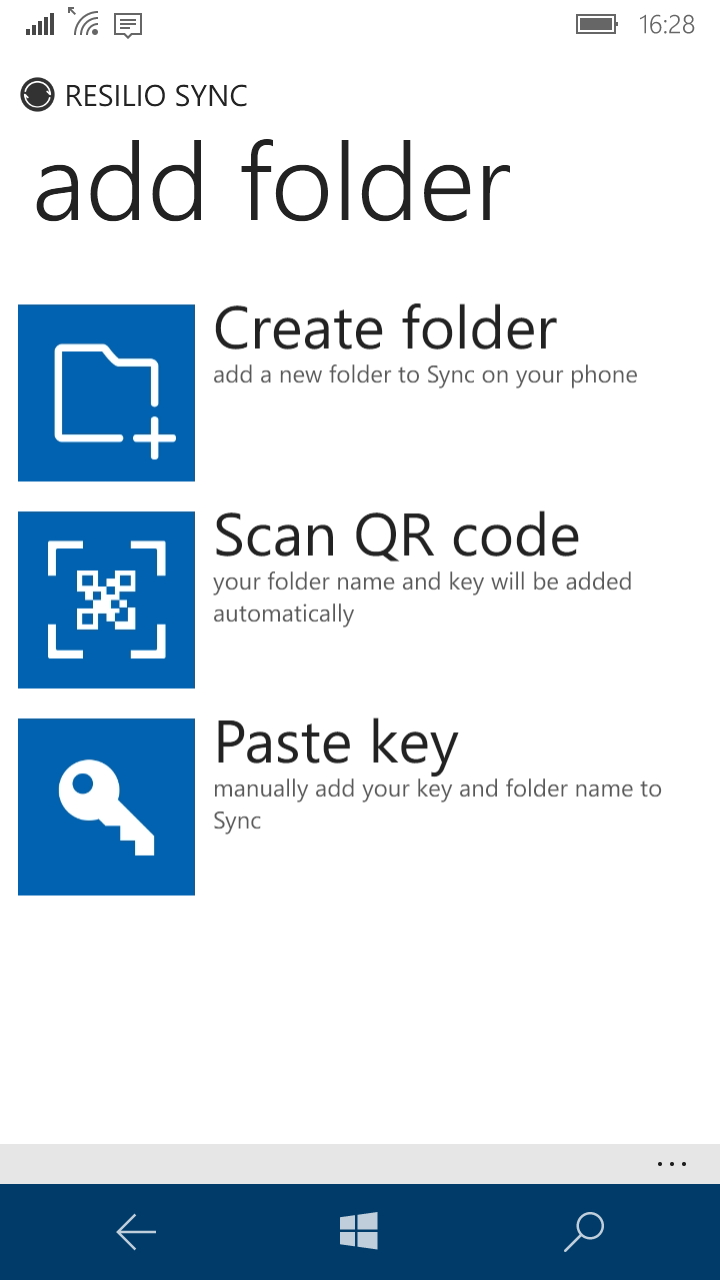 Windows Phone版「Resilio Sync」