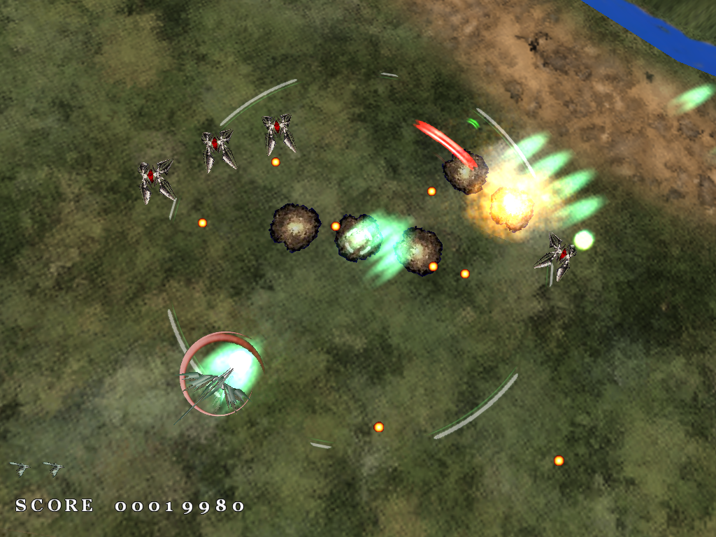 円形のフィールドで、ショットと剣を使い分けて戦う