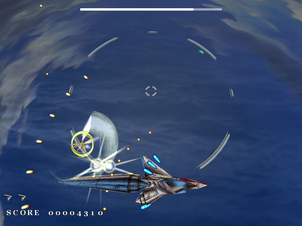 円形のフィールドで、ショットと剣を使い分けて戦う