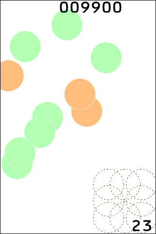 赤い泡を割らないで、青い泡をすべて割る。雑に割るとすぐゲームオーバーになるので意外とシビア