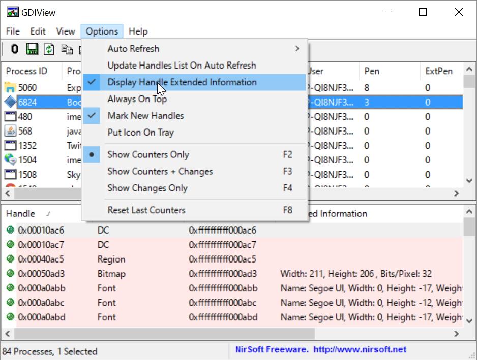 追加情報の表示や新規に検出されたハンドルのハイライトといったオプションも利用可能