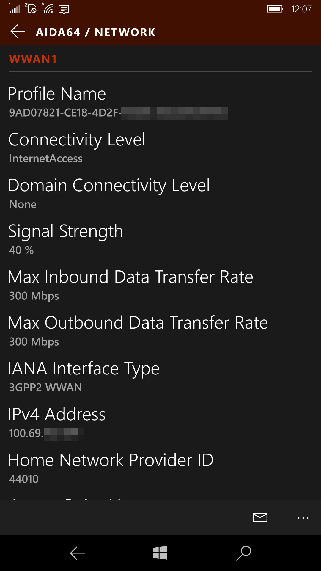 ワイヤレスWANやWi-Fi情報を確認できる［Network］