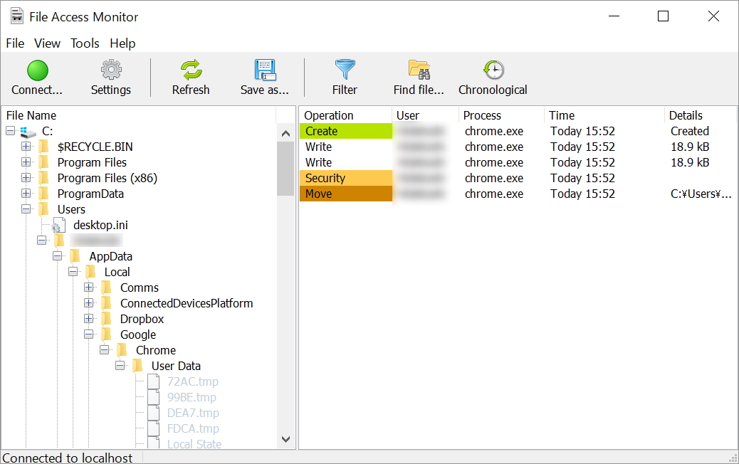 「SoftPerfect File Access Monitor」v1.0.2