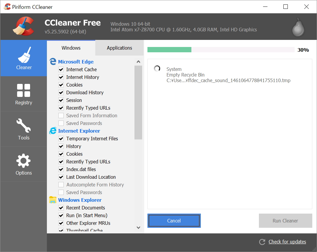 「CCleaner」v5.25.5902
