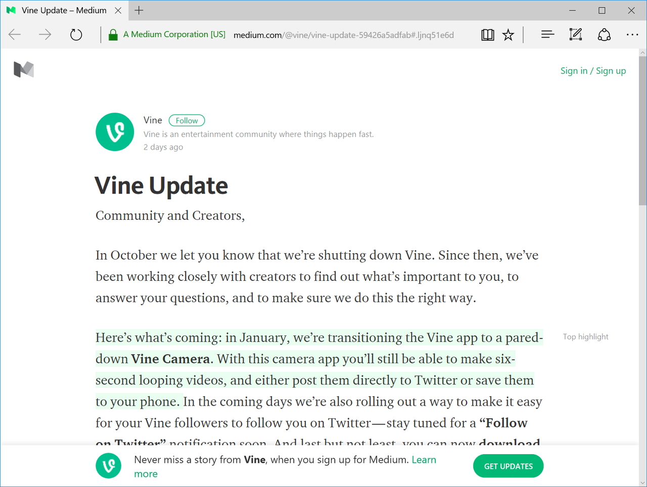公式ブログ“Vine Blog”