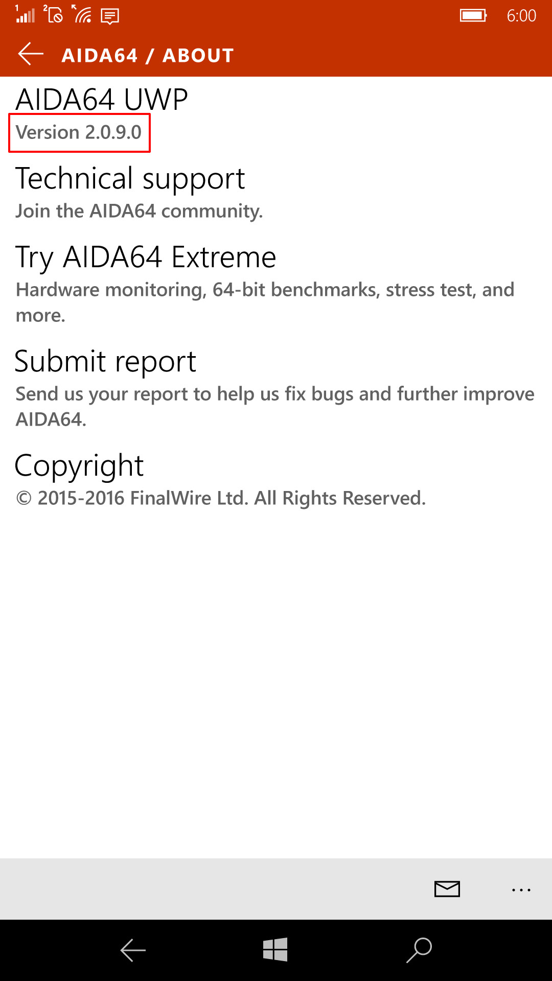 サードパーティー製アプリケーションとして「AIDA64」をご紹介。［About］からバージョン番号を確認できる