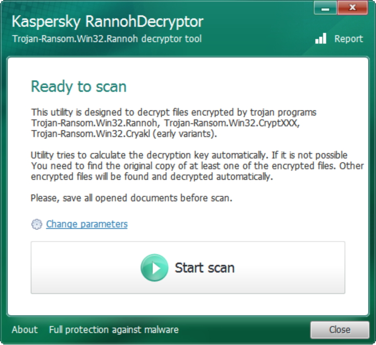 「Kaspersky RannohDecryptor」v1.9.5.0